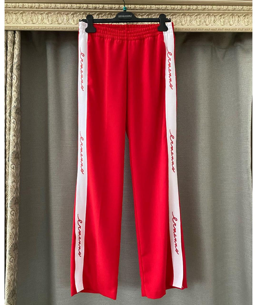 ERMANNO SCERVINO Красные полиэстеровые прямые брюки, фото 5