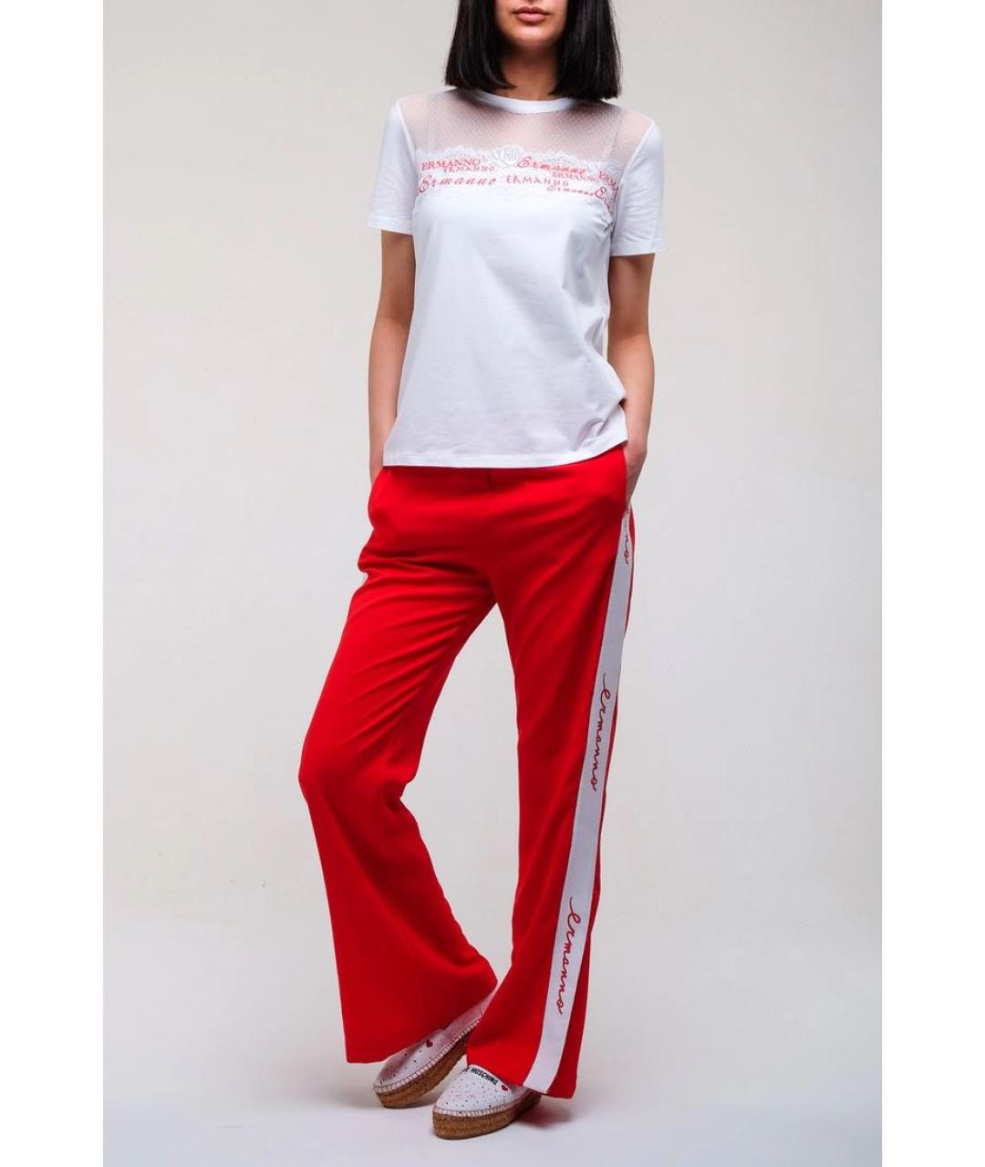 ERMANNO SCERVINO Красные полиэстеровые прямые брюки, фото 4