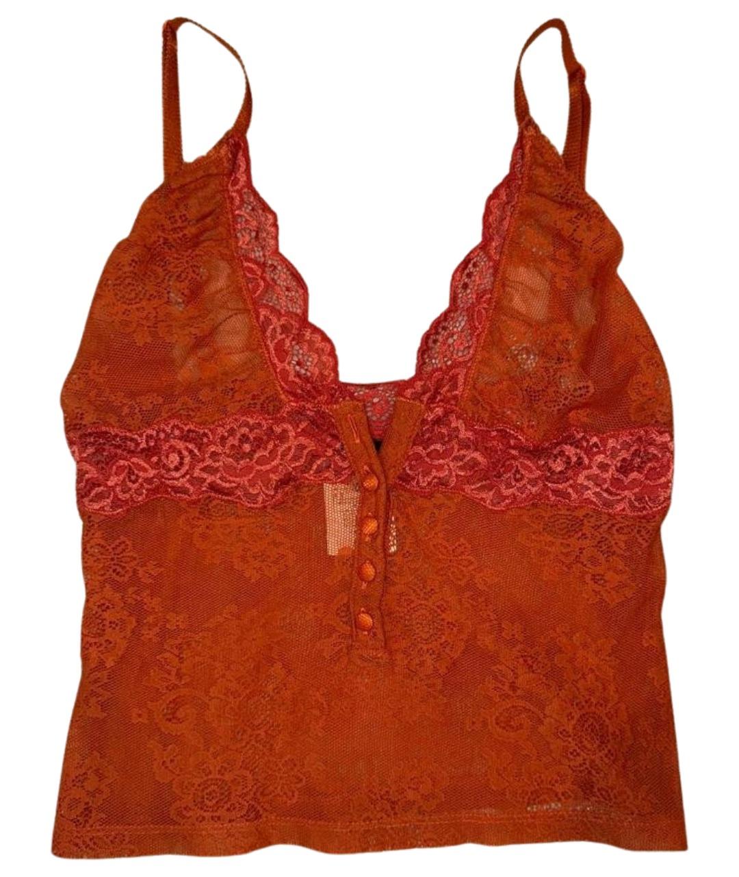 DOLCE&GABBANA Оранжевая кружевная майка, фото 1