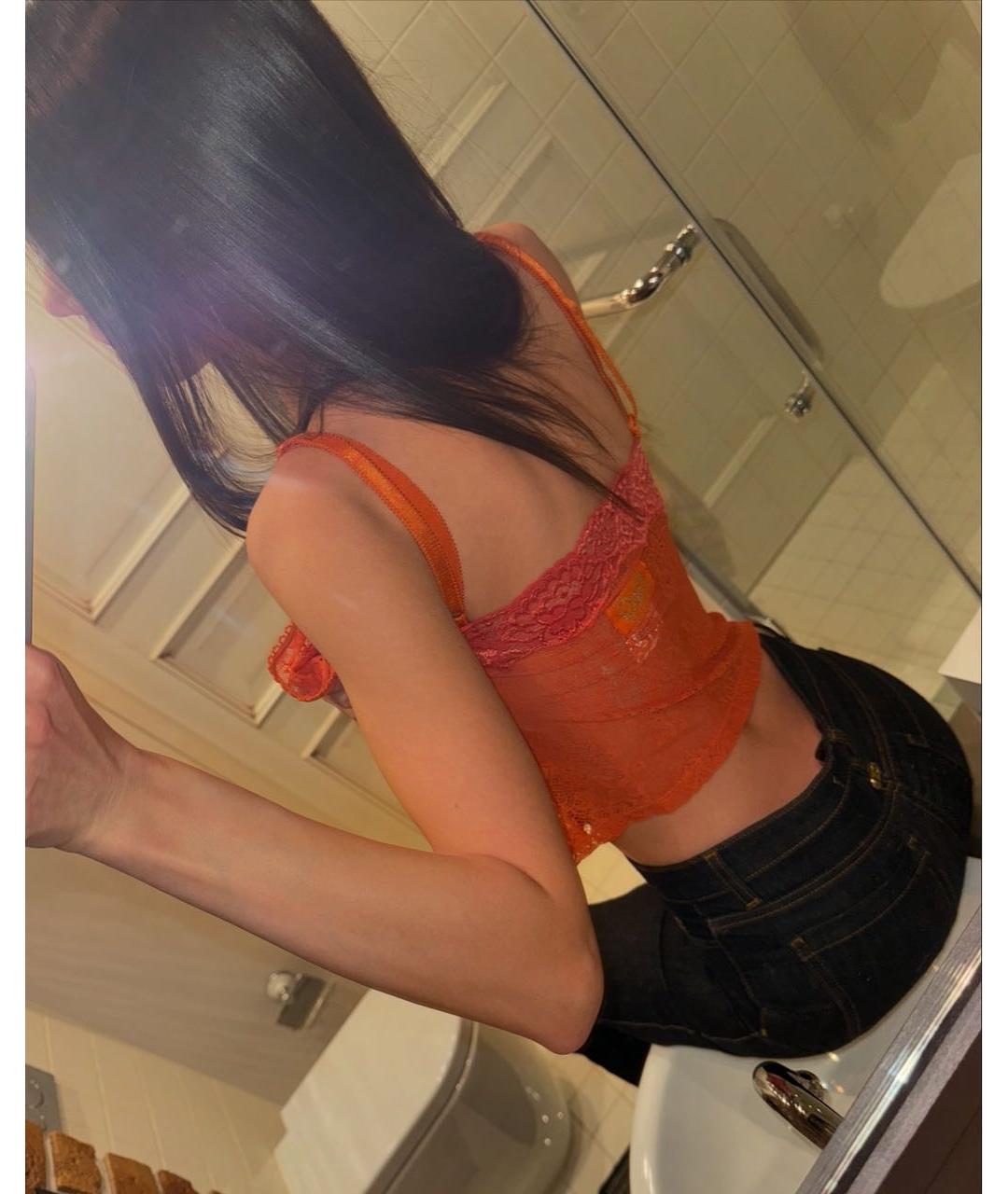 DOLCE&GABBANA Оранжевая кружевная майка, фото 8