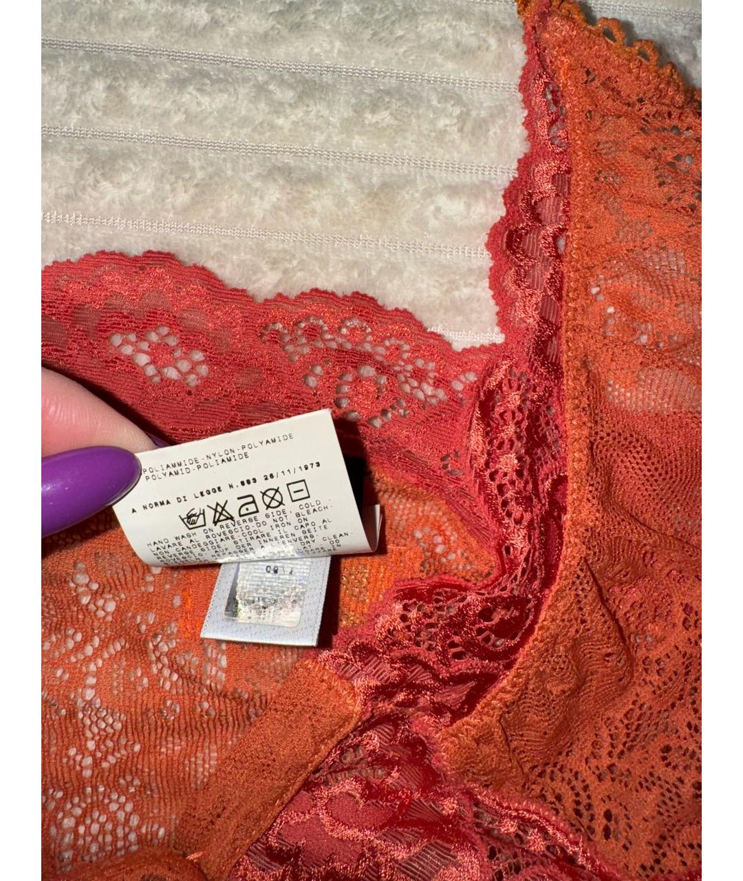 DOLCE&GABBANA Оранжевая кружевная майка, фото 4