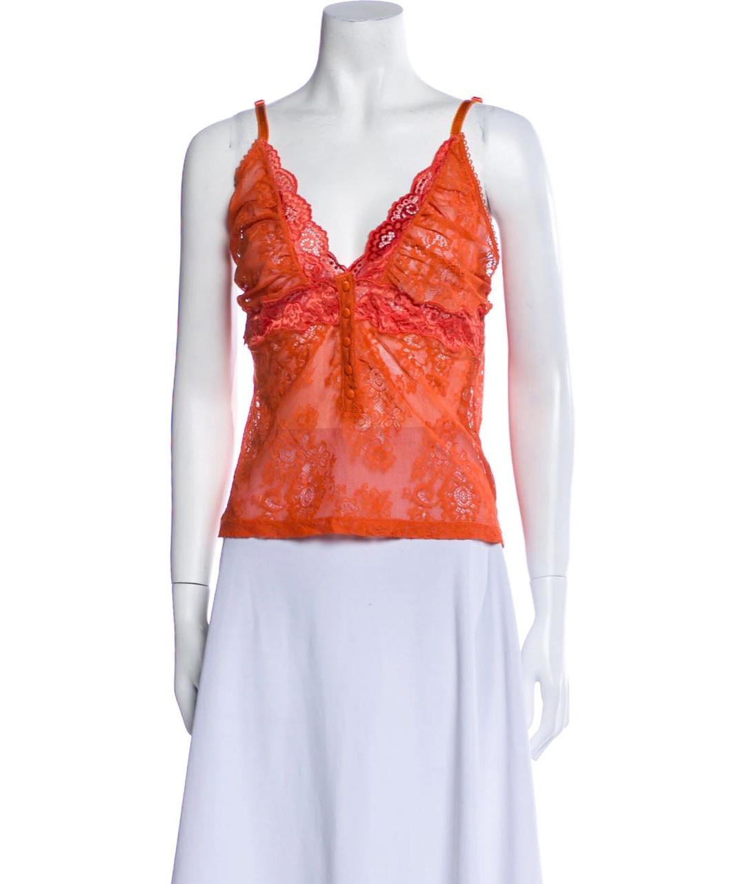 DOLCE&GABBANA Оранжевая кружевная майка, фото 5