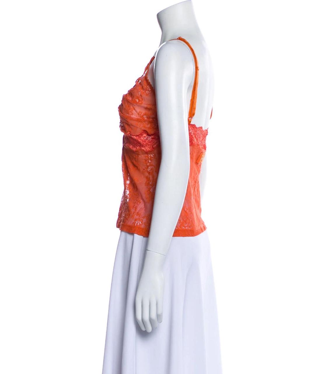 DOLCE&GABBANA Оранжевая кружевная майка, фото 6