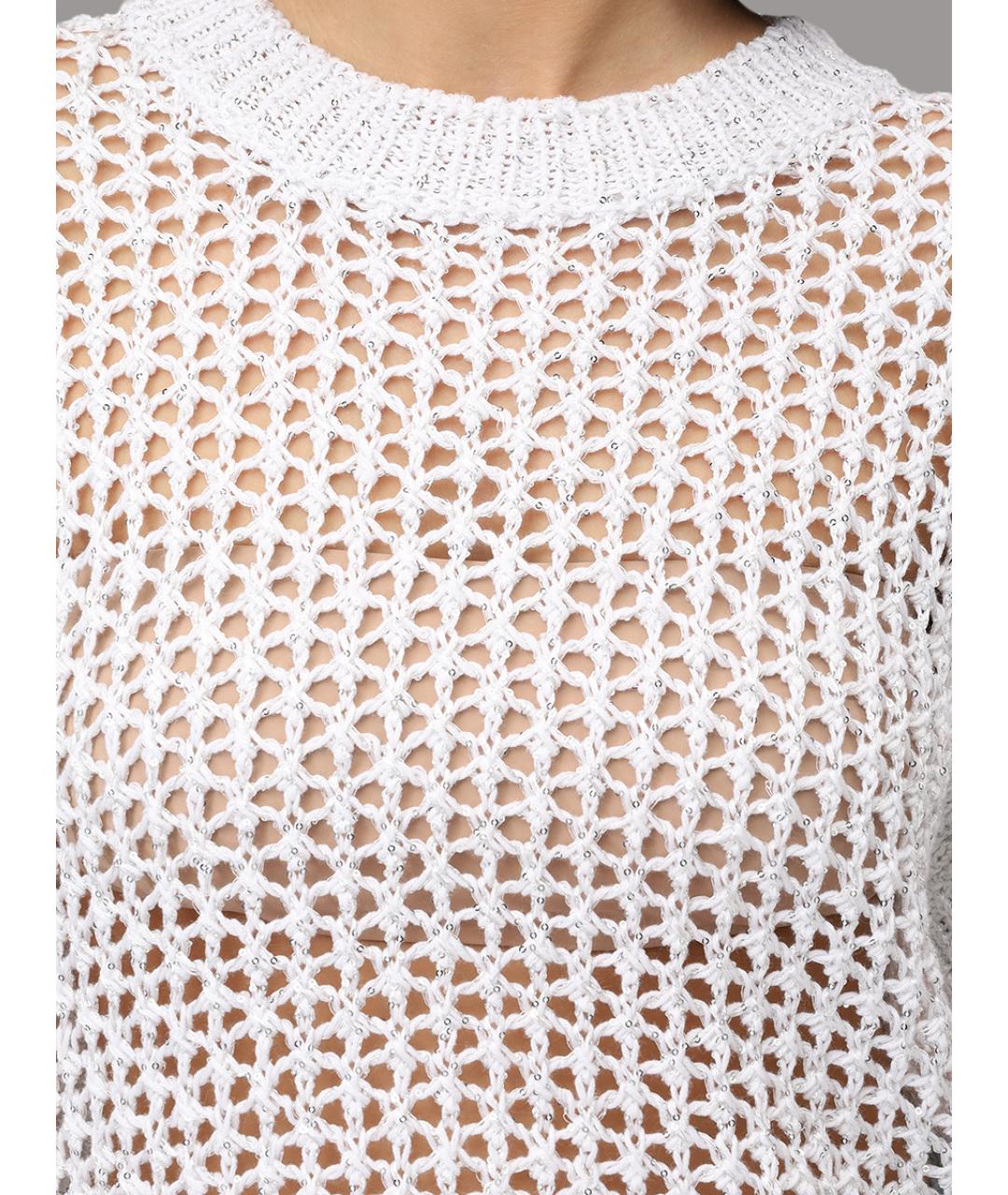 PANICALE Белый хлопковый джемпер / свитер, фото 4