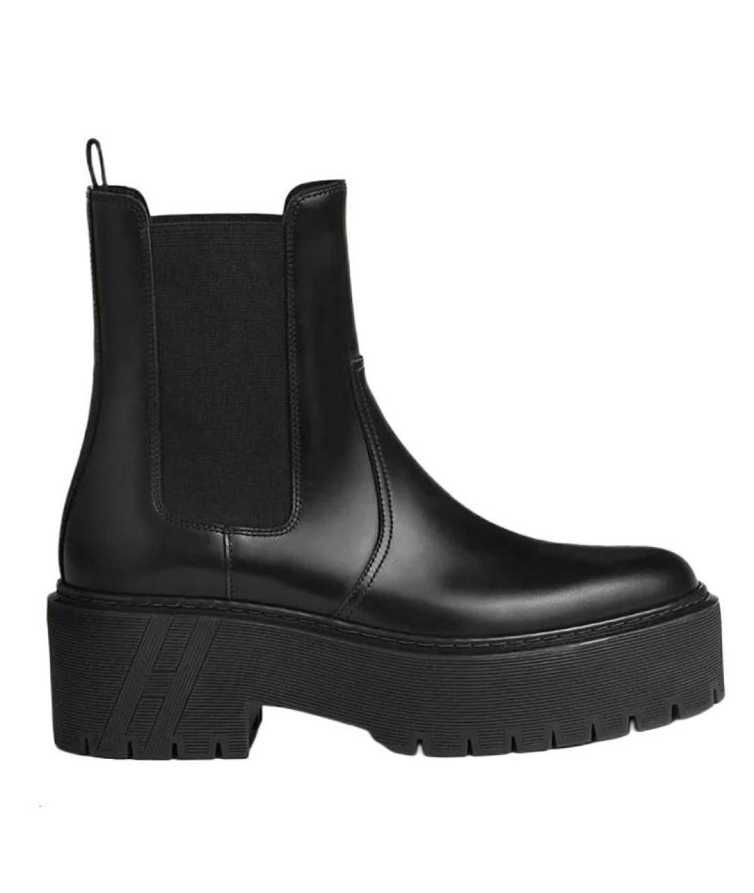 HERMES Черные кожаные ботинки, фото 1