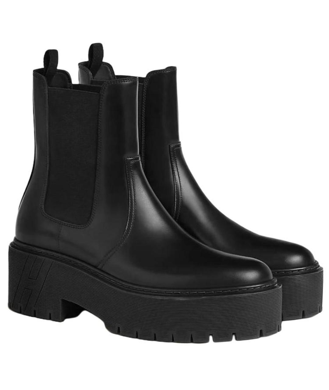 HERMES Черные кожаные ботинки, фото 3