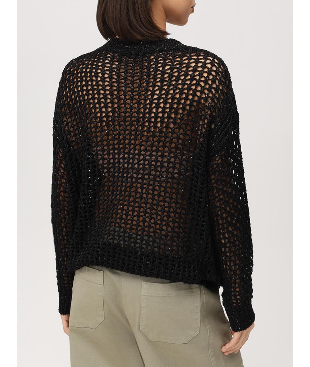 PANICALE Черный хлопковый джемпер / свитер, фото 3