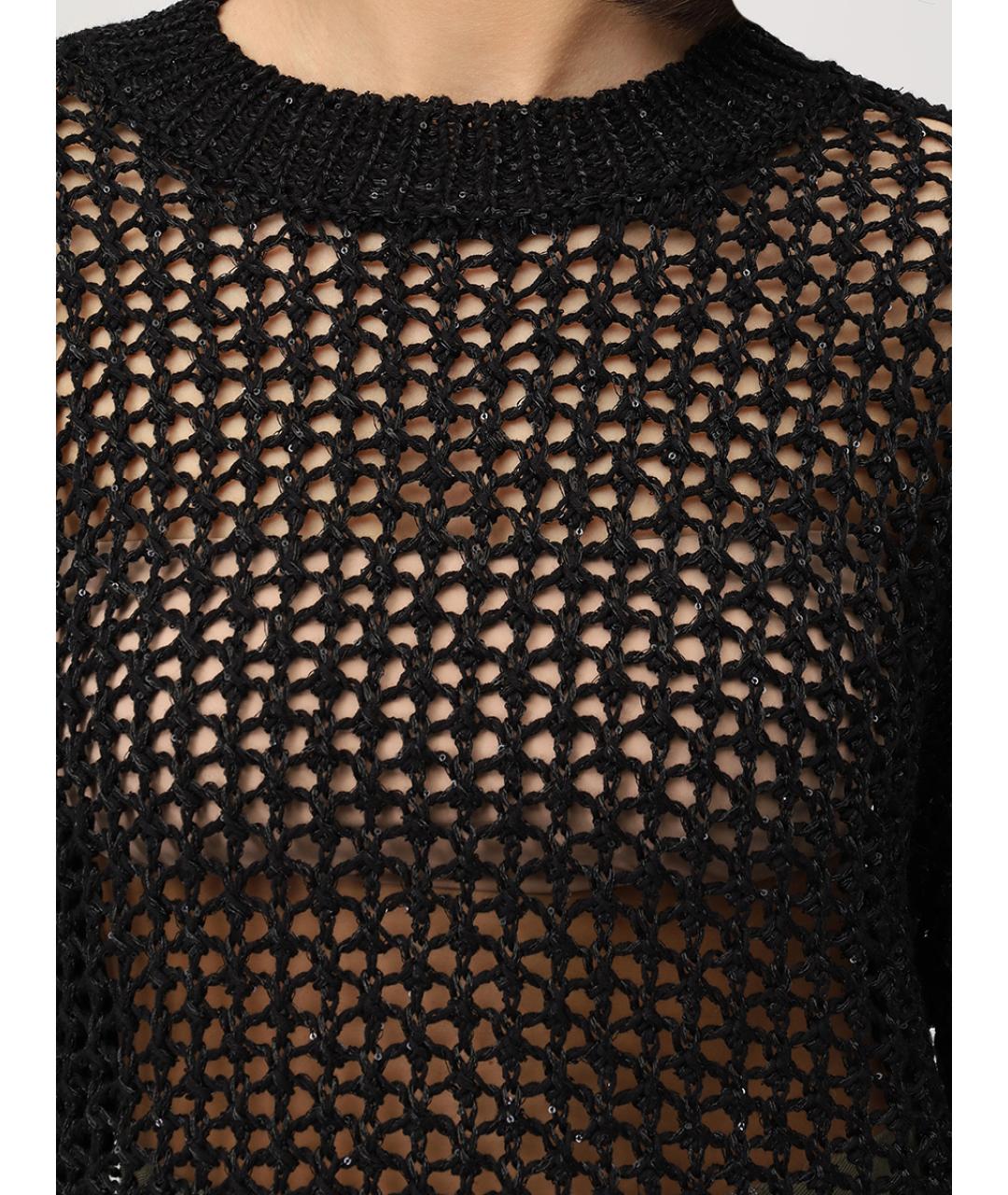 PANICALE Черный хлопковый джемпер / свитер, фото 5