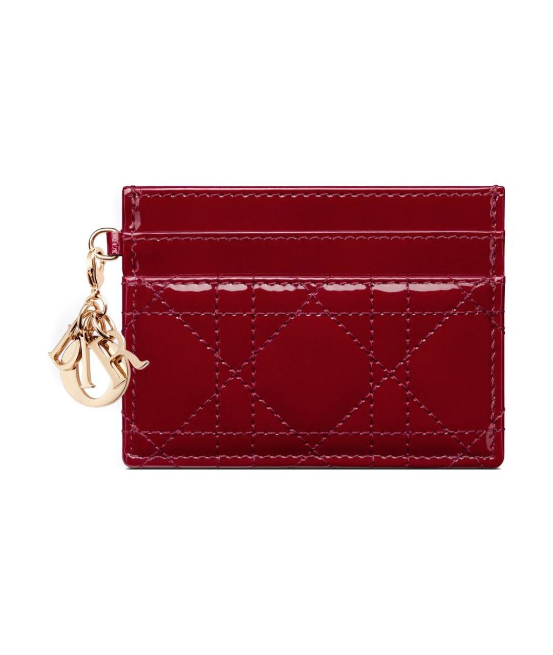 CHRISTIAN DIOR Красный кардхолдер из лакированной кожи, фото 1