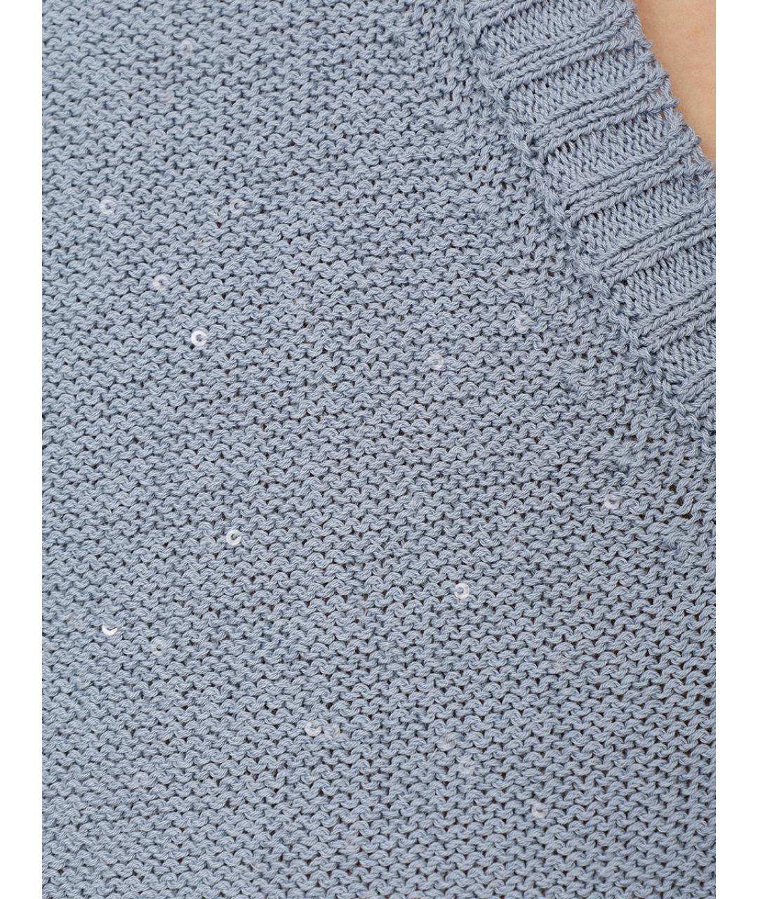 PANICALE Голубой хлопковый джемпер / свитер, фото 6