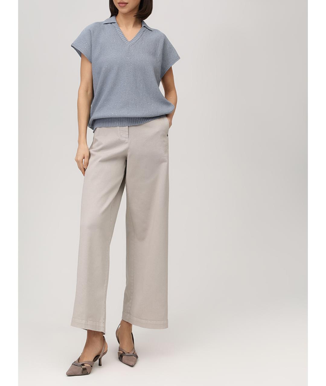 PANICALE Голубой хлопковый джемпер / свитер, фото 2