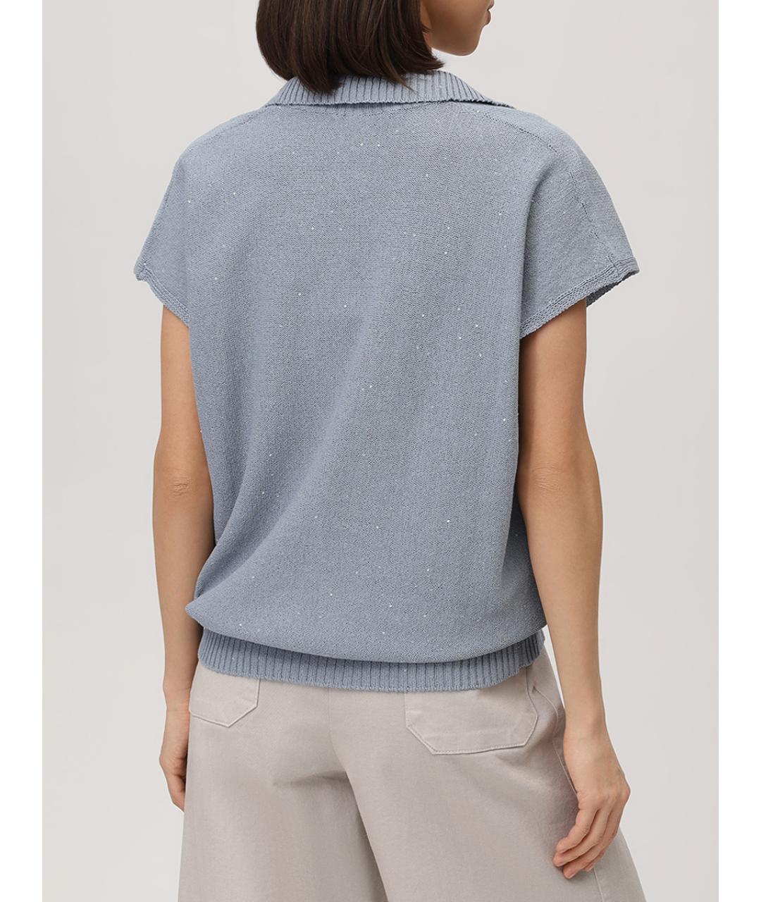 PANICALE Голубой хлопковый джемпер / свитер, фото 3