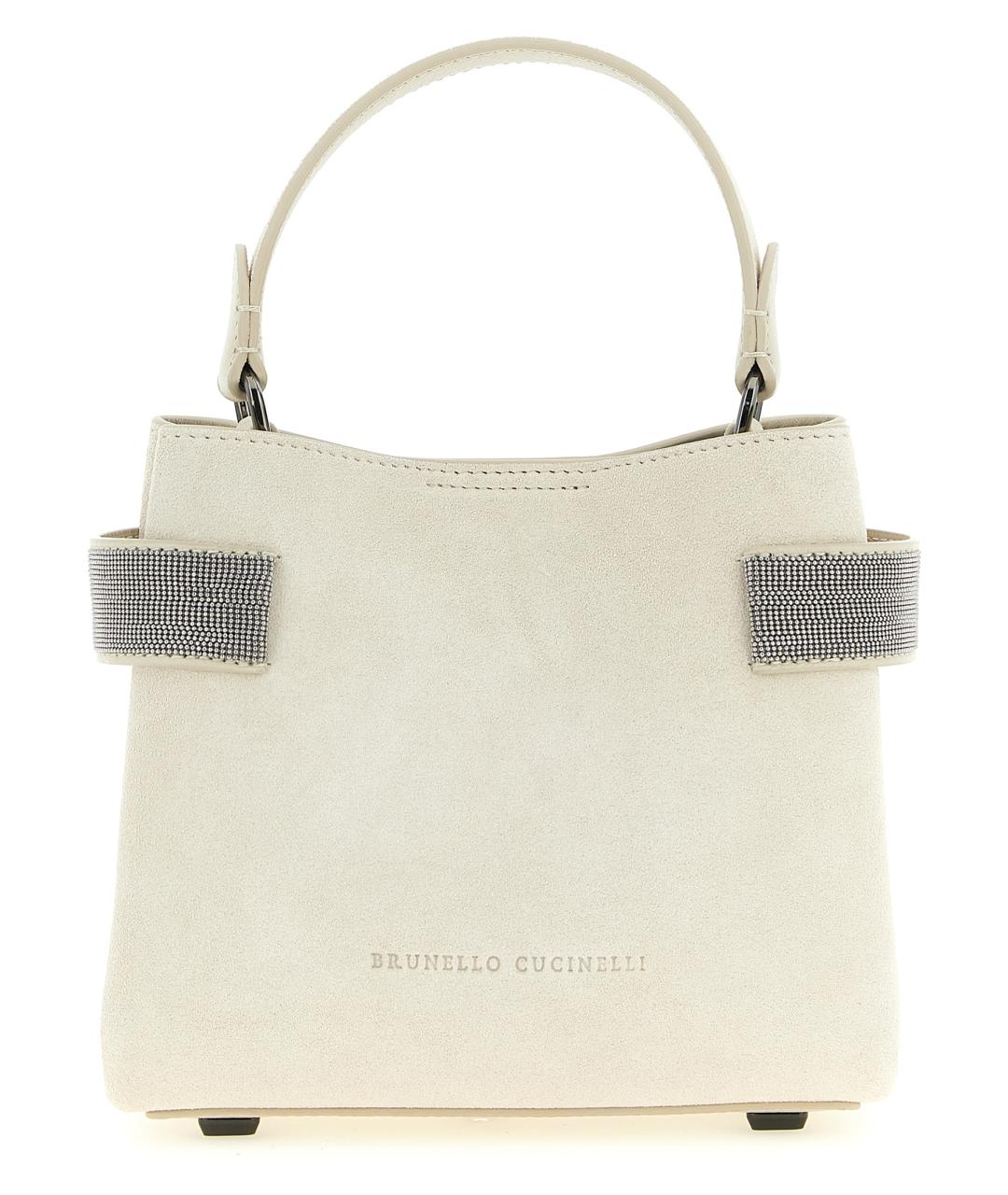 BRUNELLO CUCINELLI Белая замшевая сумка тоут, фото 1