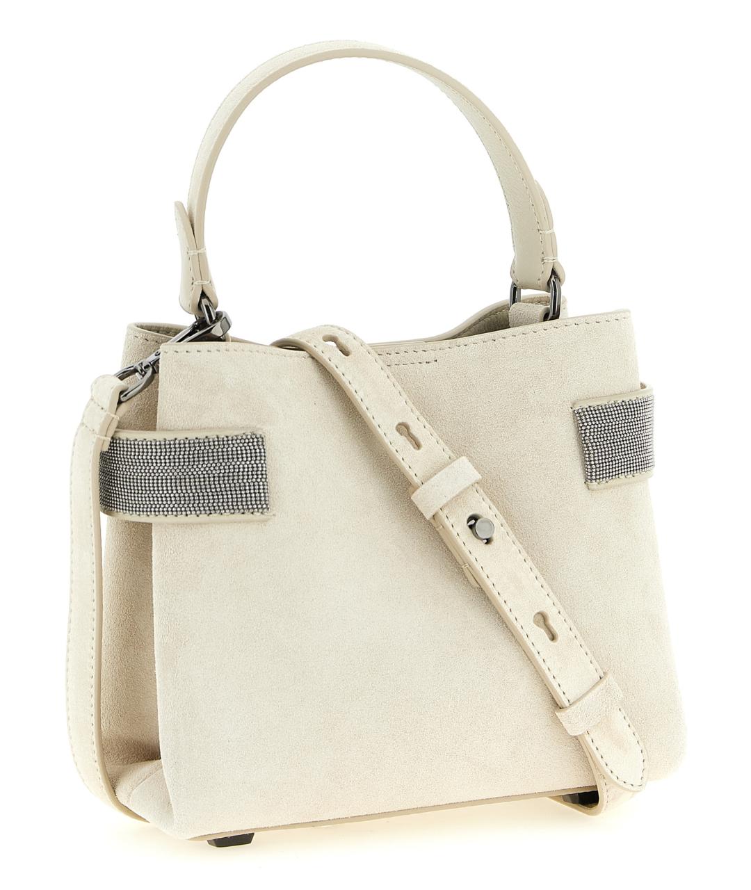 BRUNELLO CUCINELLI Белая замшевая сумка тоут, фото 2