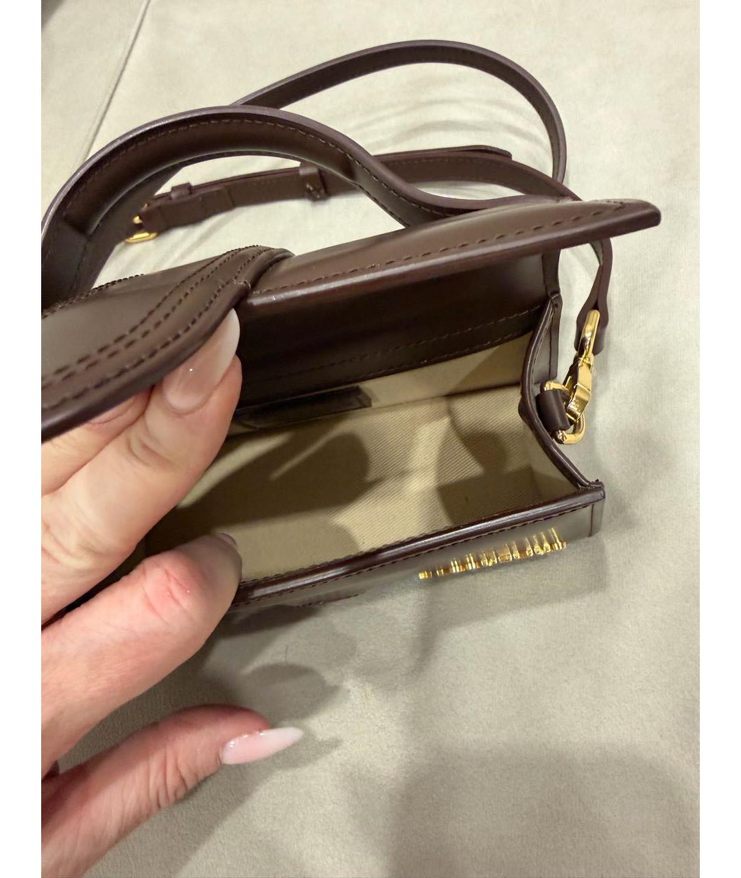 JACQUEMUS Коричневая кожаная сумка через плечо, фото 6