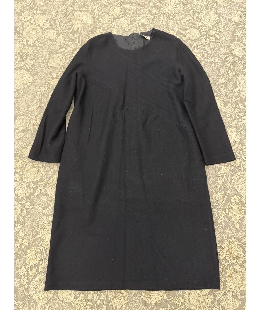 JIL SANDER Темно-синее шерстяное повседневное платье, фото 6