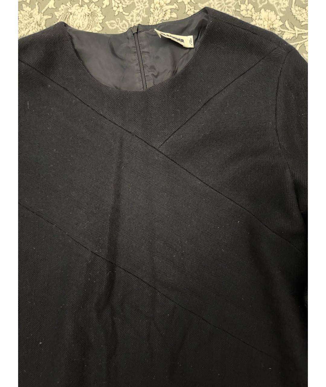 JIL SANDER Темно-синее шерстяное повседневное платье, фото 4