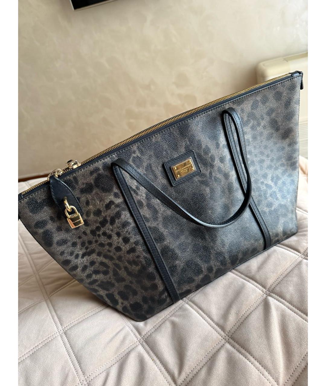 DOLCE&GABBANA Серая кожаная сумка тоут, фото 7