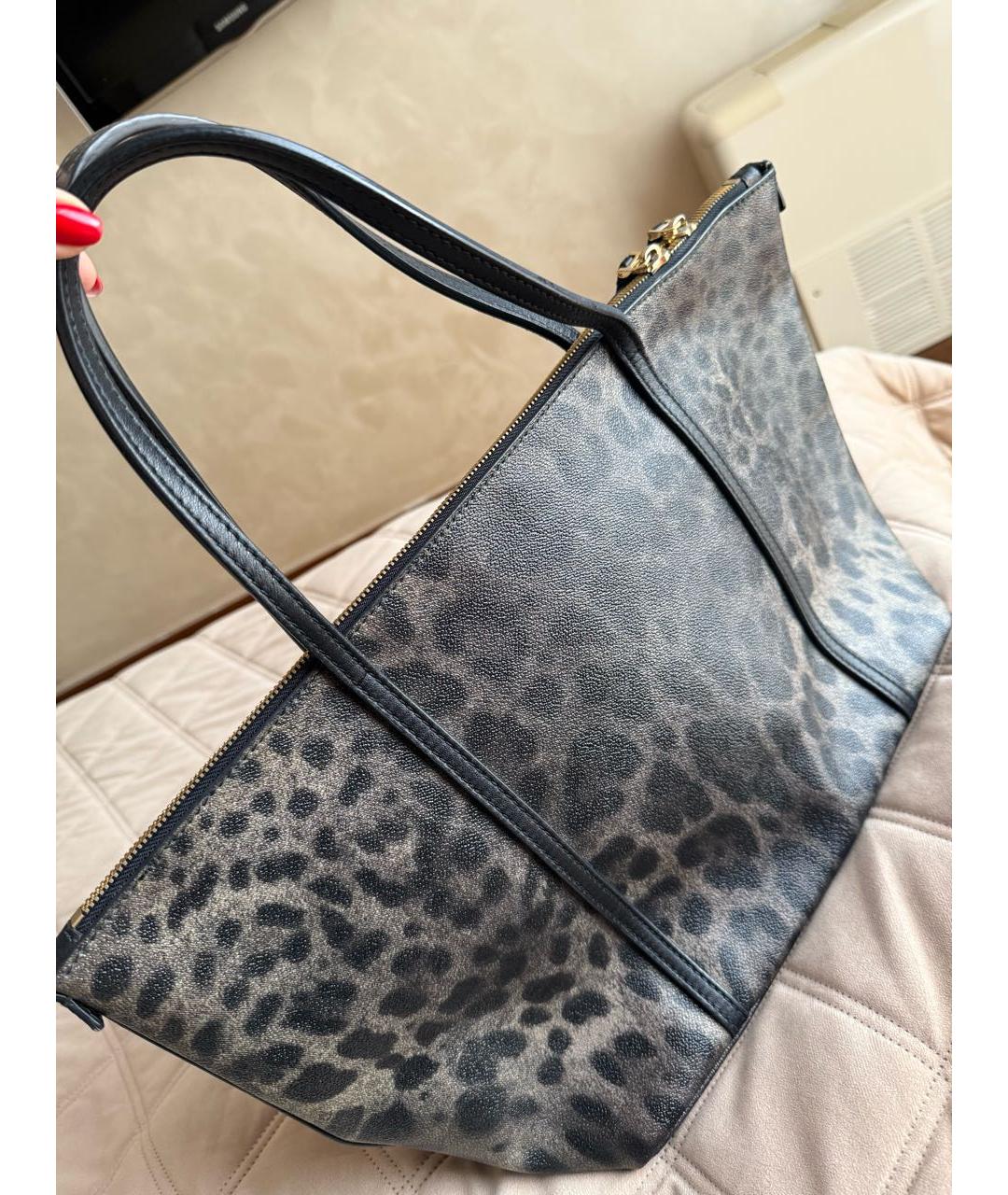 DOLCE&GABBANA Серая кожаная сумка тоут, фото 2