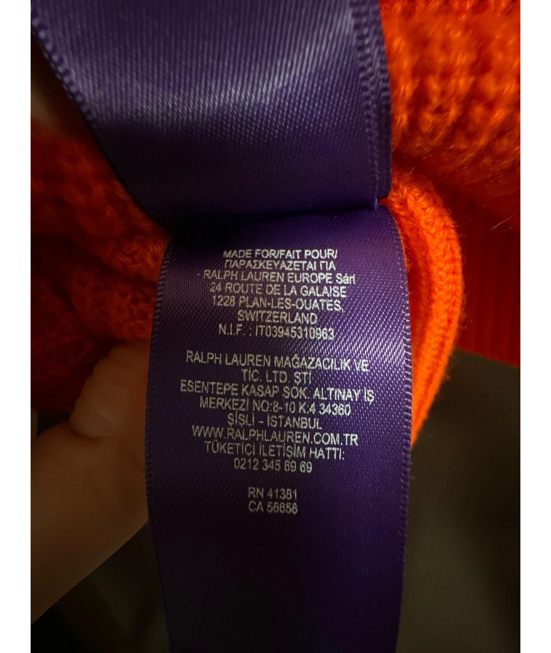 RALPH LAUREN Оранжевый кашемировый джемпер / свитер, фото 3
