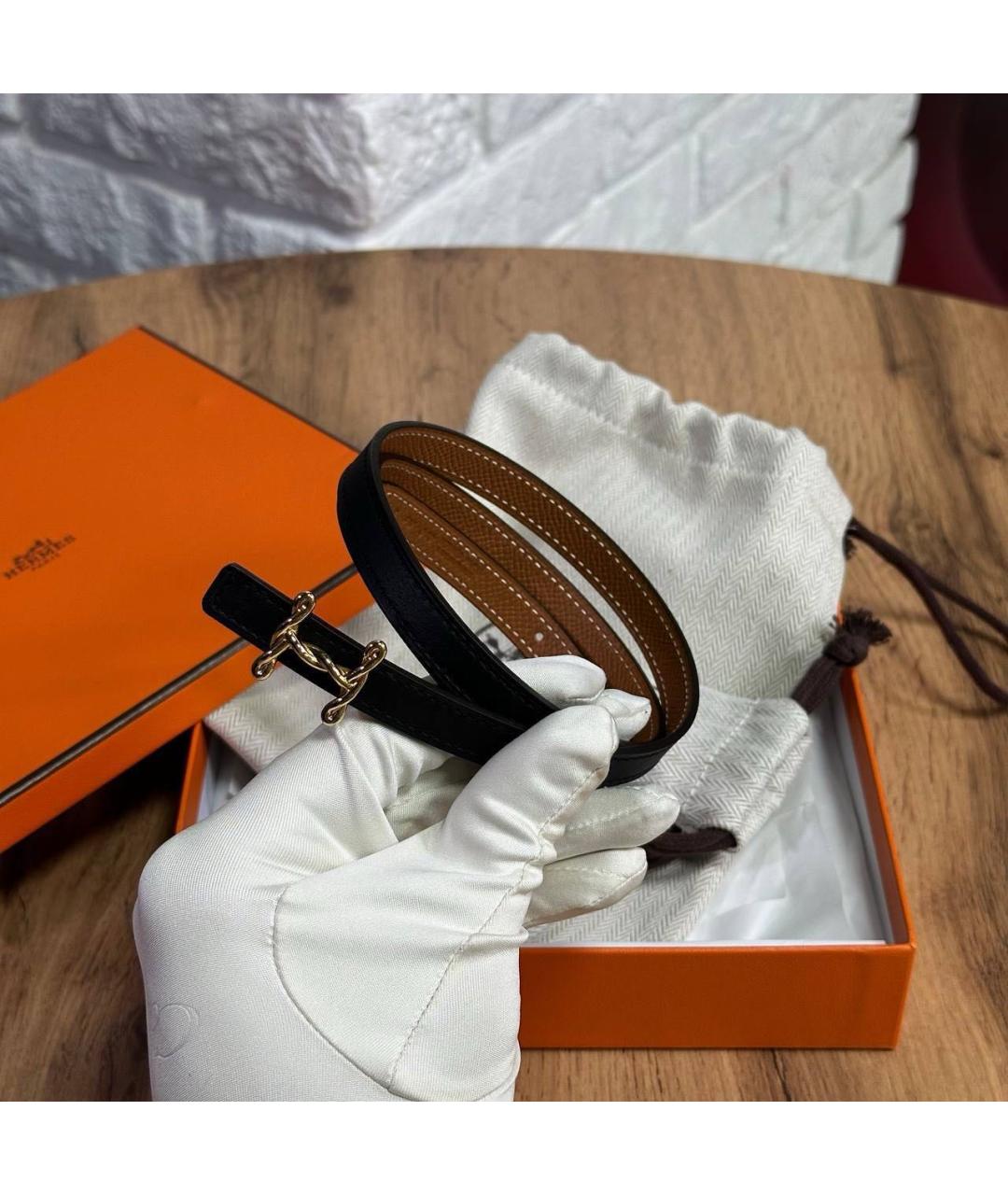 HERMES Черный кожаный ремень, фото 2