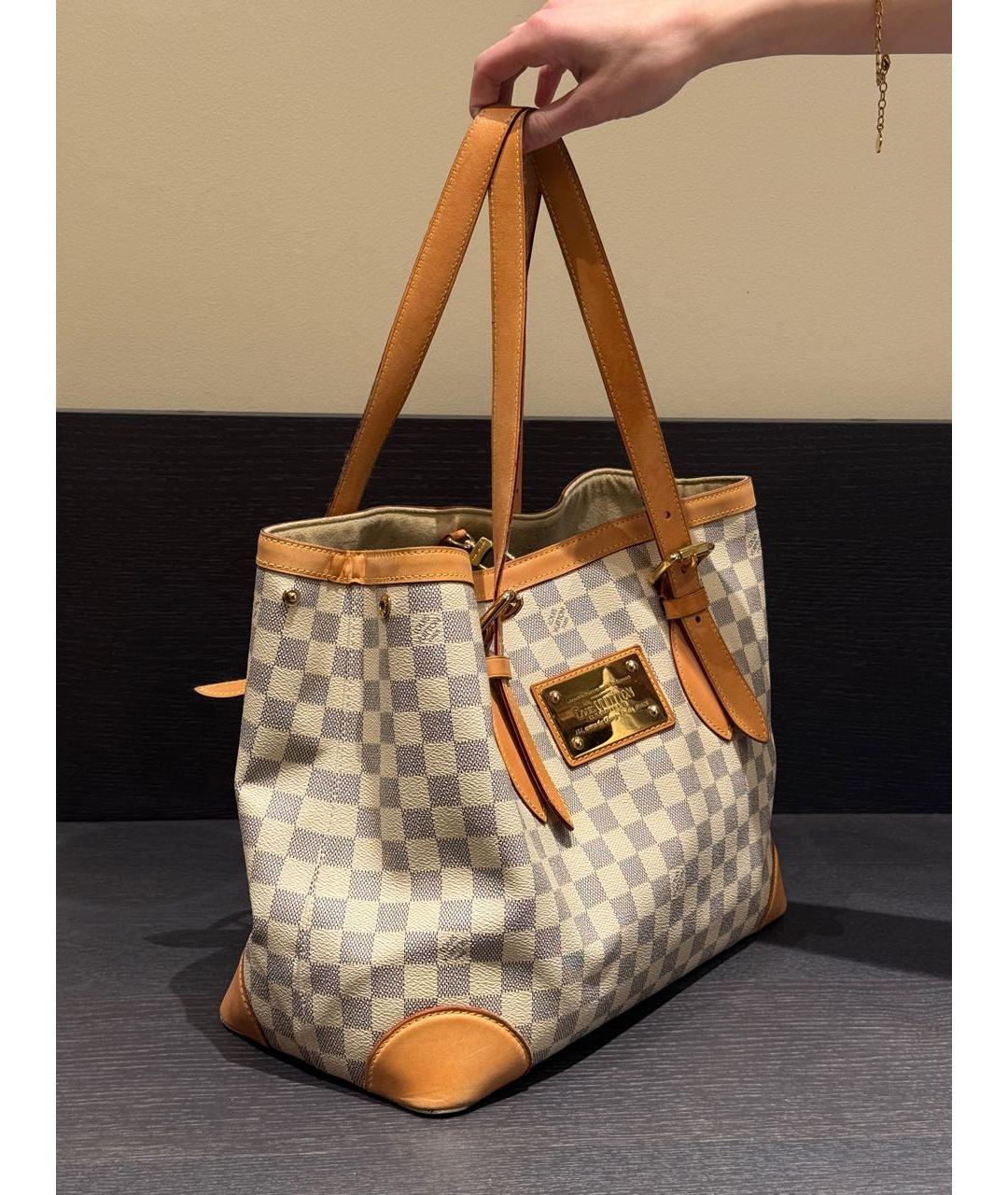 LOUIS VUITTON Белая кожаная сумка тоут, фото 2