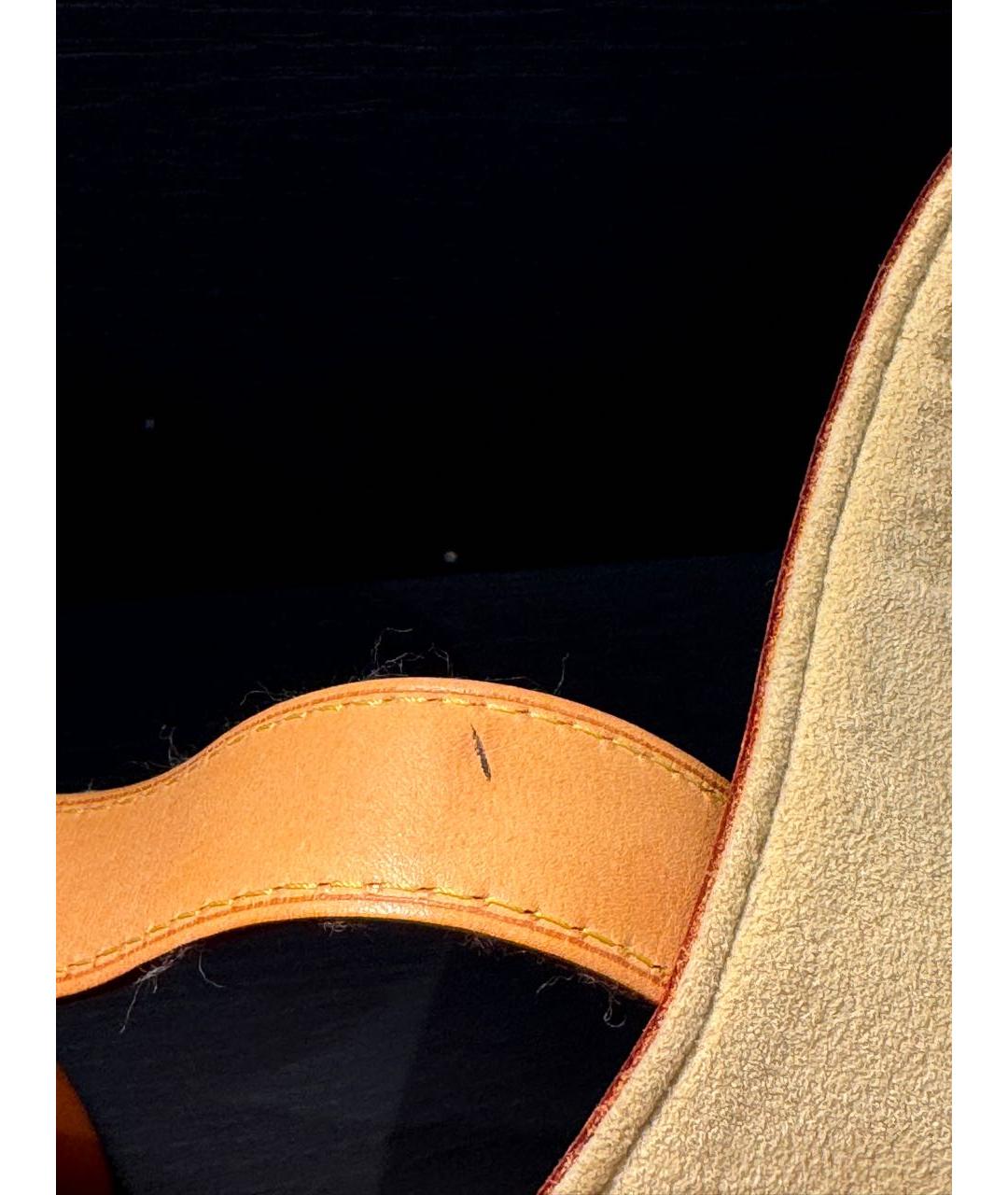 LOUIS VUITTON Белая кожаная сумка тоут, фото 8