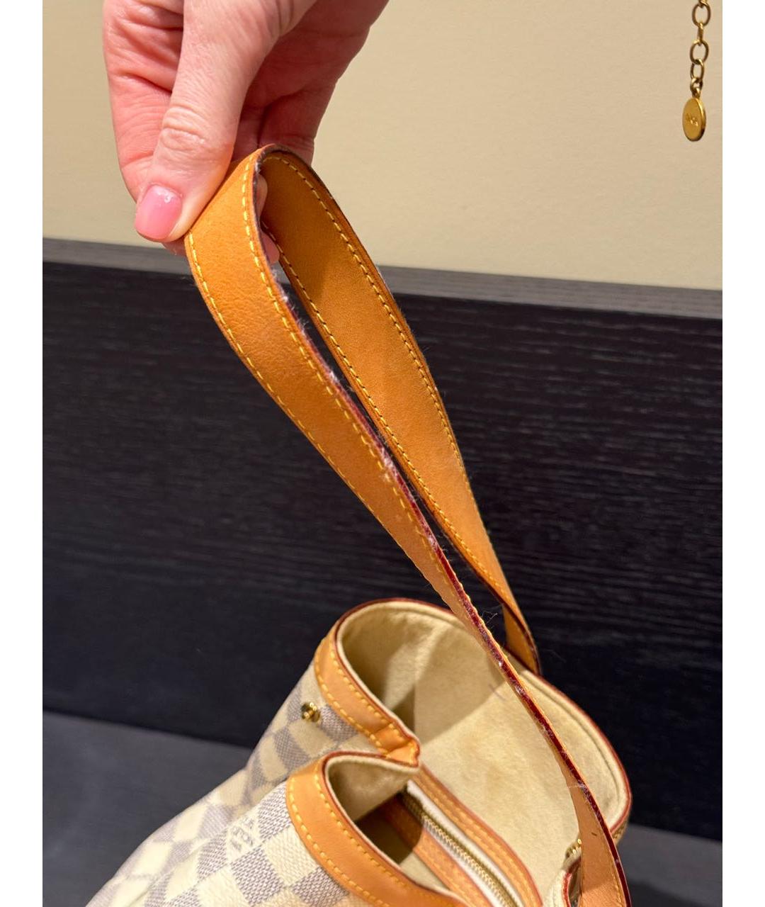 LOUIS VUITTON Белая кожаная сумка тоут, фото 7