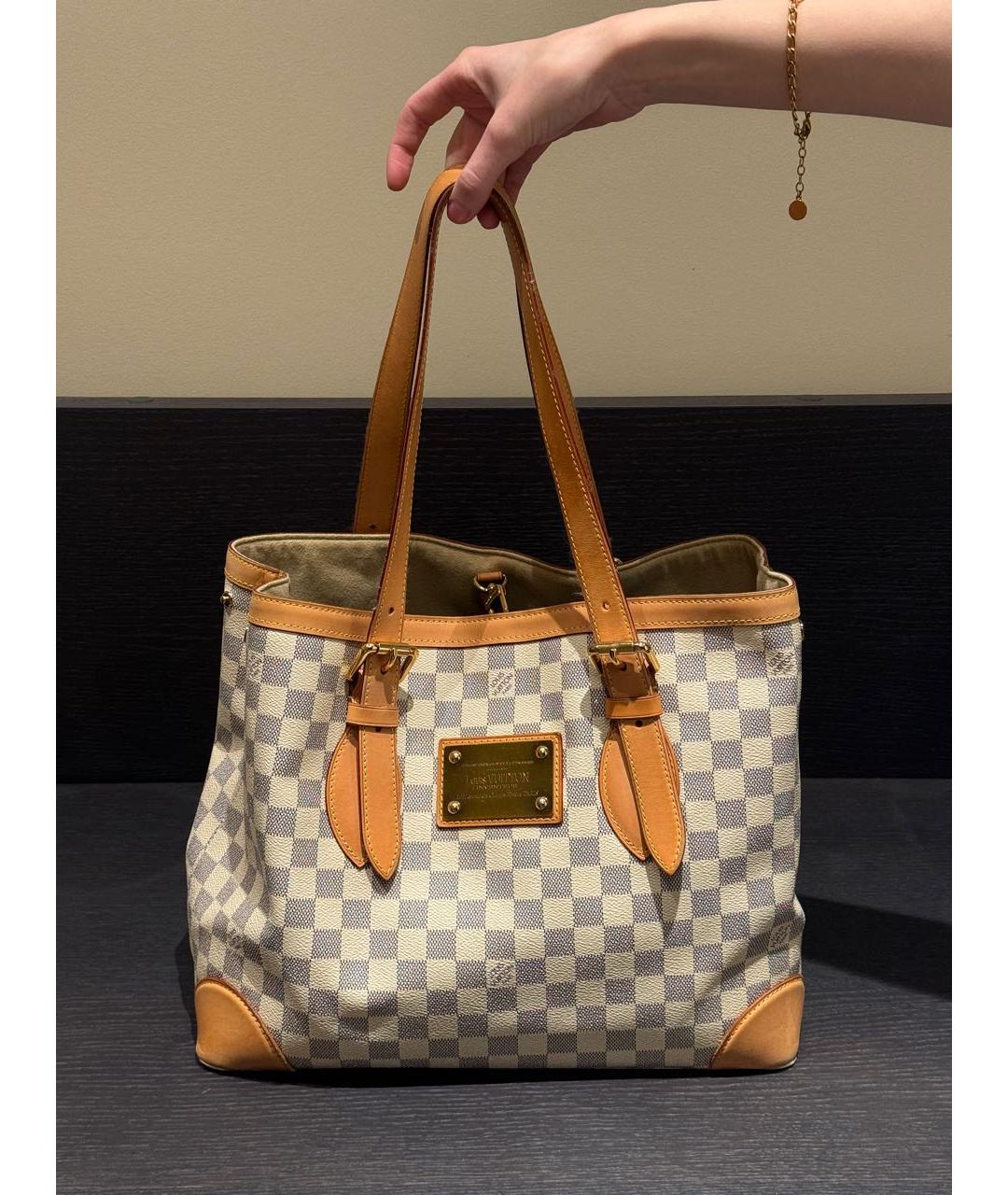 LOUIS VUITTON Белая кожаная сумка тоут, фото 9