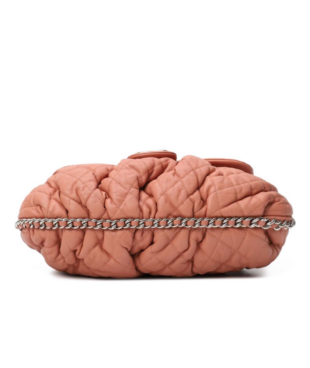 CHANEL Коралловая кожаная сумка через плечо, фото 6