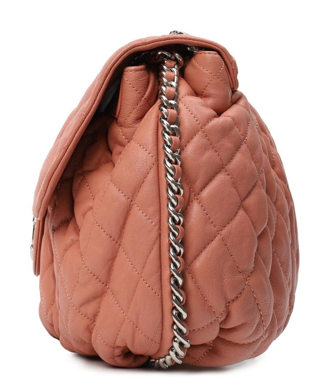 CHANEL Коралловая кожаная сумка через плечо, фото 4