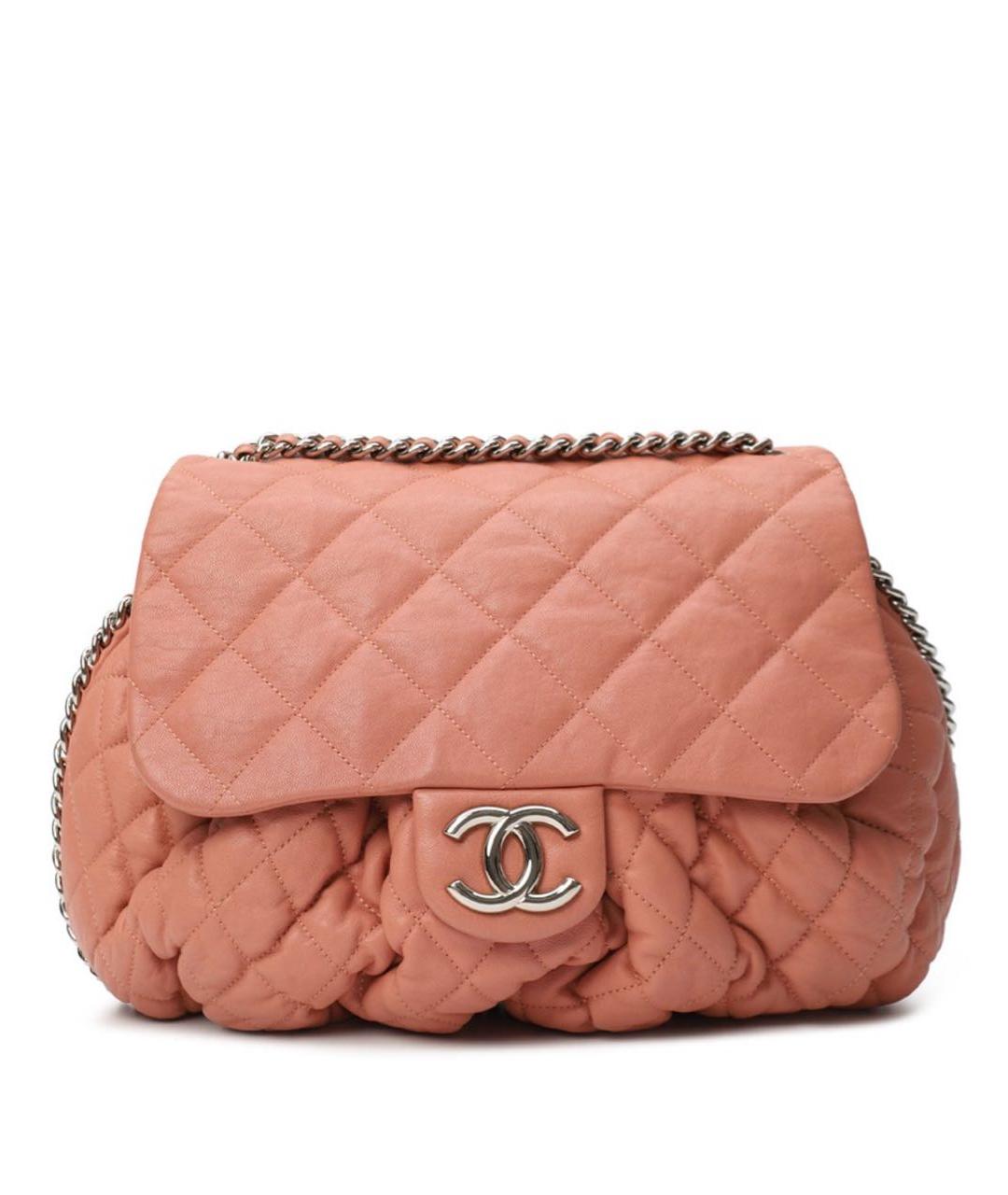 CHANEL Коралловая кожаная сумка через плечо, фото 2