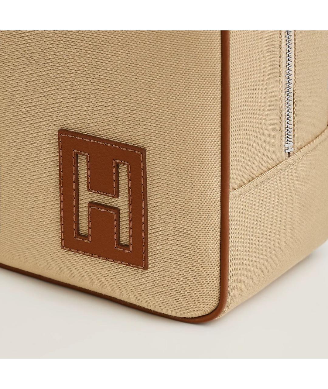 HERMES Бежевая хлопковая косметичка, фото 3