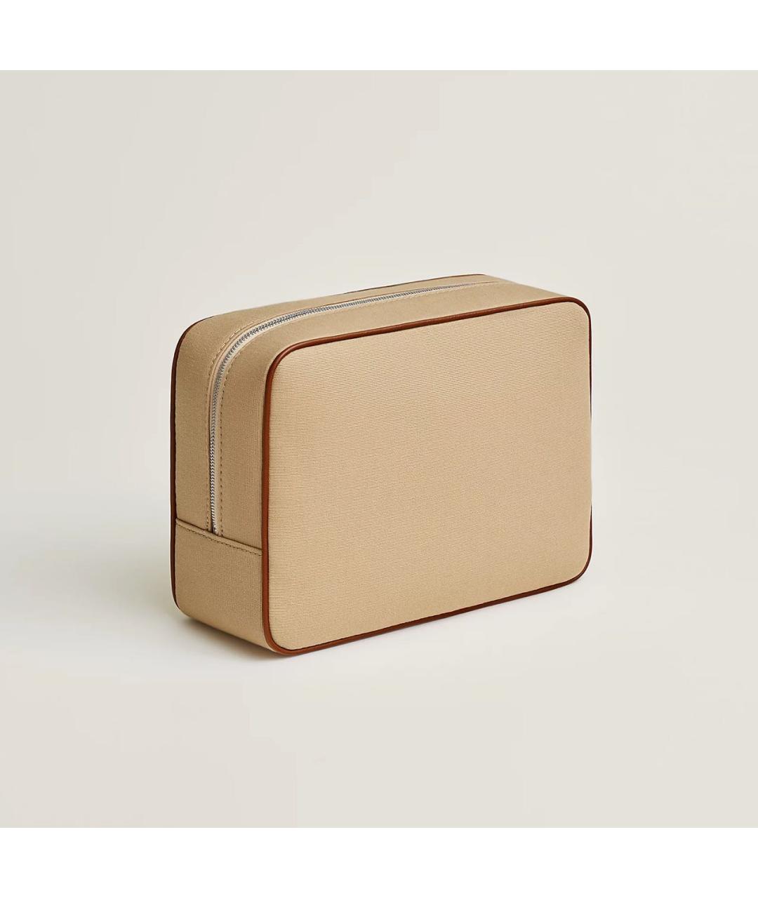 HERMES Бежевая хлопковая косметичка, фото 4