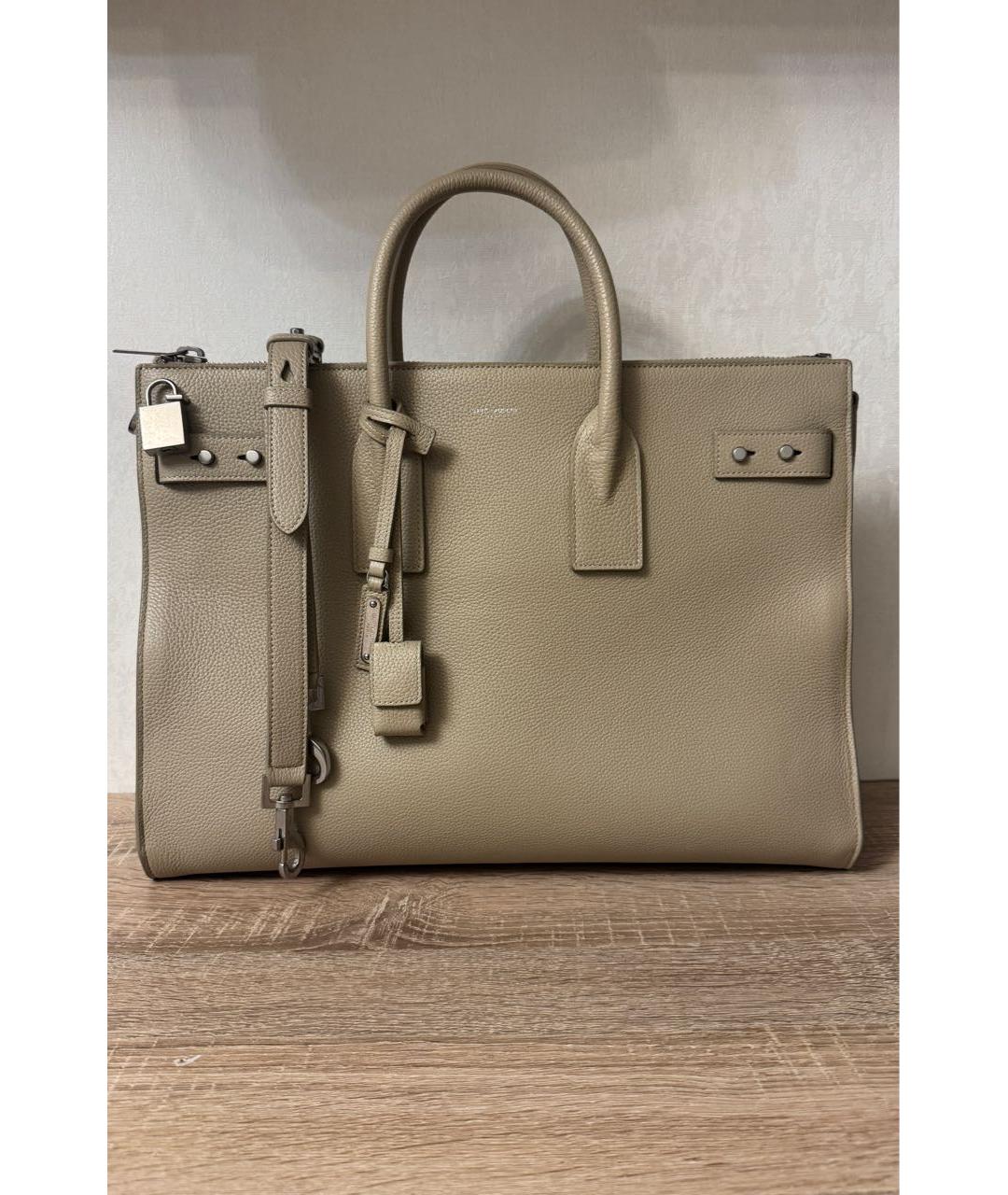 SAINT LAURENT Кожаная сумка с короткими ручками, фото 8