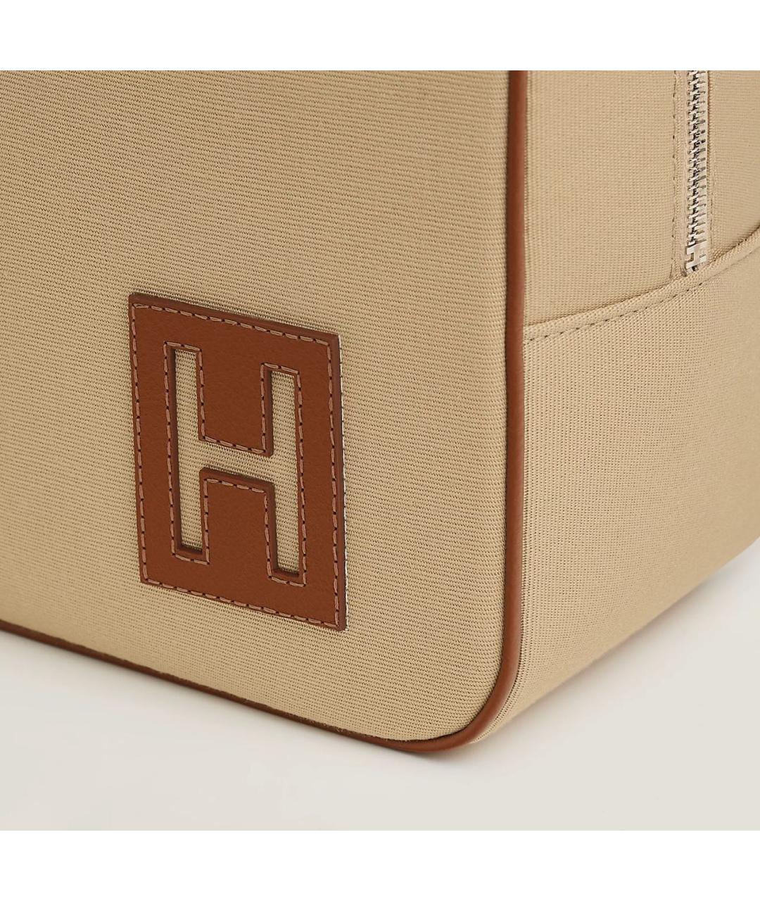 HERMES Бежевая хлопковая косметичка, фото 2