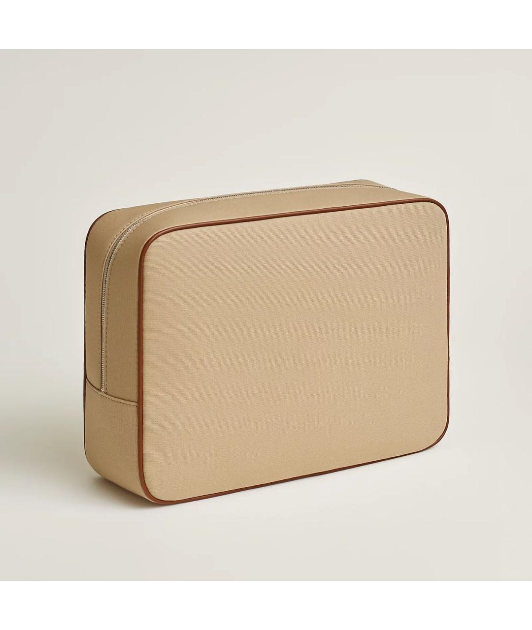 HERMES Бежевая хлопковая косметичка, фото 3