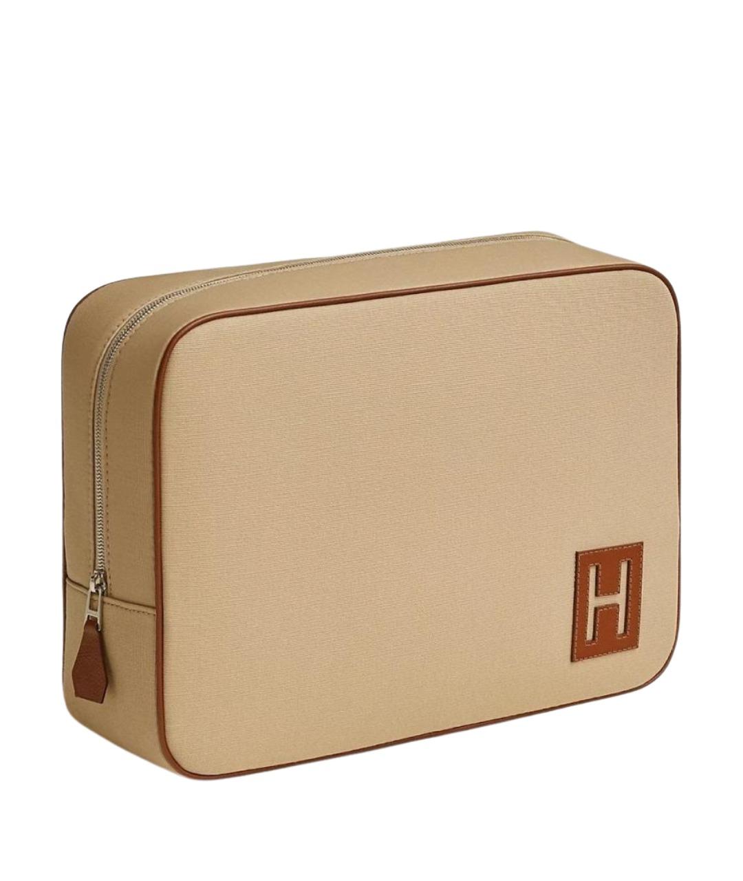 HERMES Бежевая хлопковая косметичка, фото 1