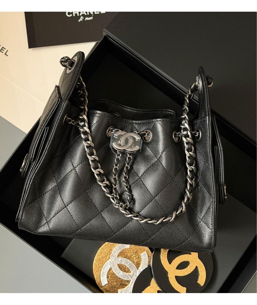 CHANEL Черная кожаная сумка через плечо, фото 3