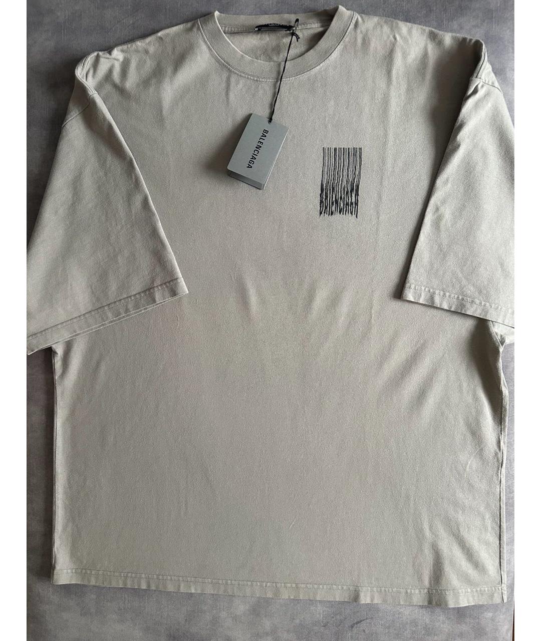 BALENCIAGA Хаки хлопковая футболка, фото 2