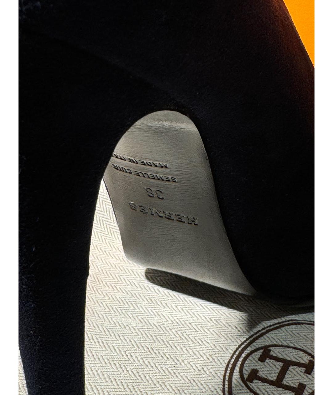 HERMES Темно-синие замшевые туфли, фото 5