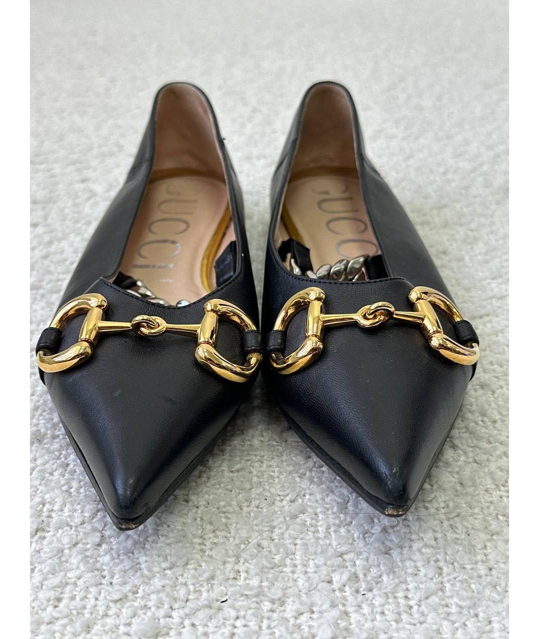 GUCCI Черные кожаные туфли, фото 6