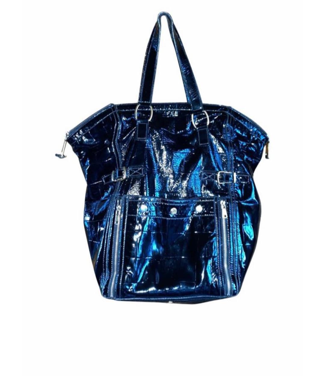 SAINT LAURENT Черная сумка тоут из лакированной кожи, фото 9