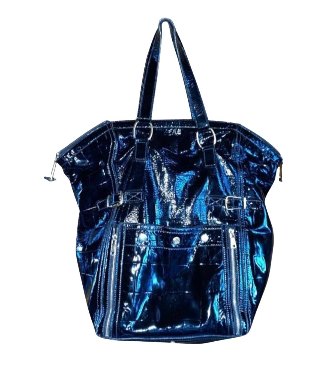 SAINT LAURENT Черная сумка тоут из лакированной кожи, фото 1