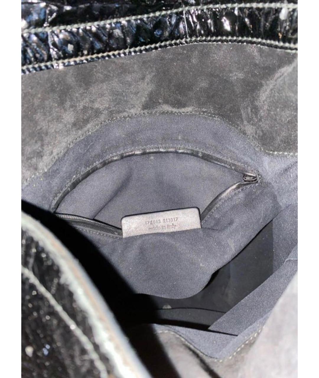 SAINT LAURENT Черная сумка тоут из лакированной кожи, фото 7