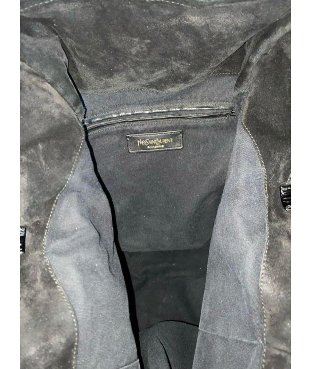 SAINT LAURENT Черная сумка тоут из лакированной кожи, фото 4