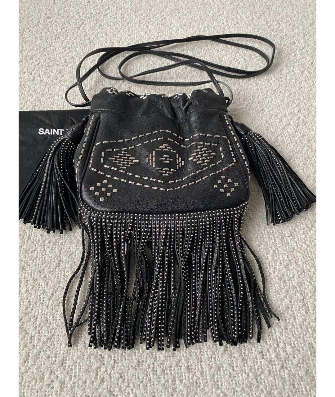 SAINT LAURENT Черная кожаная сумка через плечо, фото 7