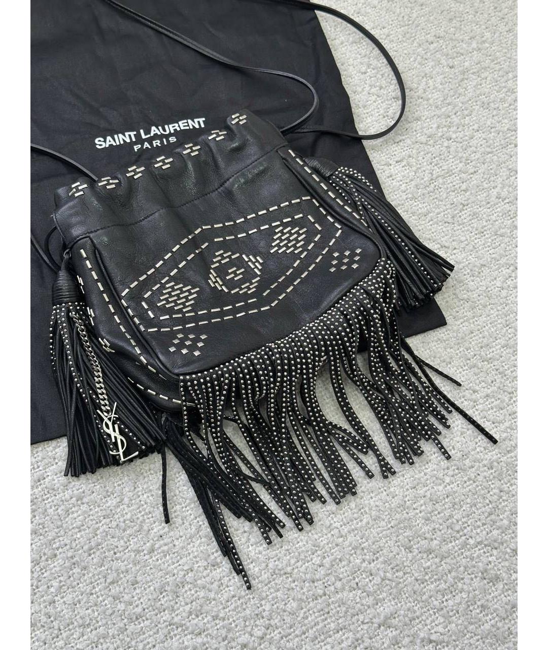 SAINT LAURENT Черная кожаная сумка через плечо, фото 4