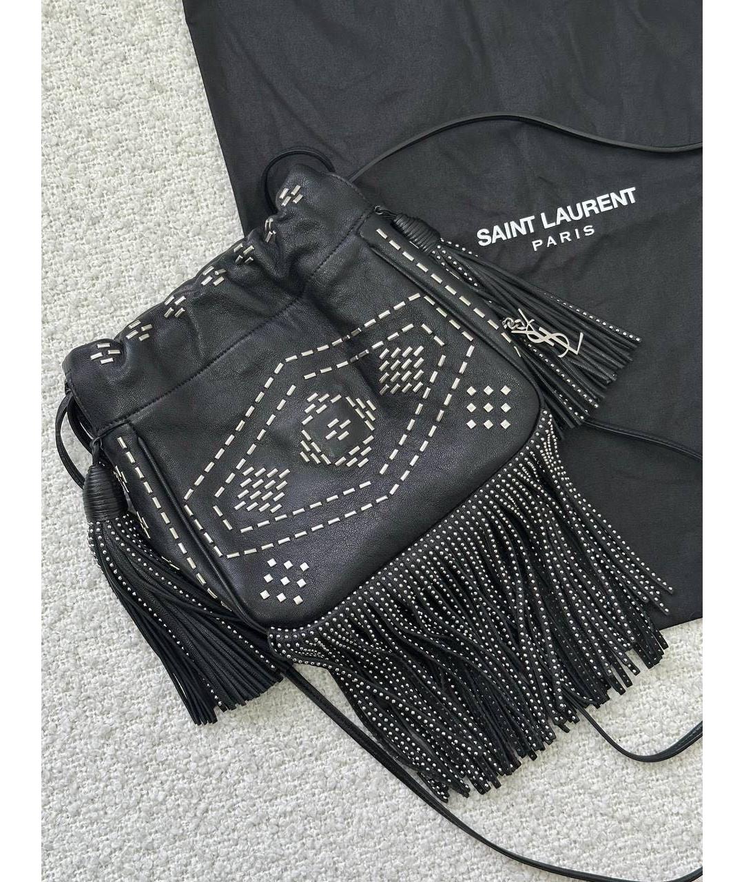 SAINT LAURENT Черная кожаная сумка через плечо, фото 2