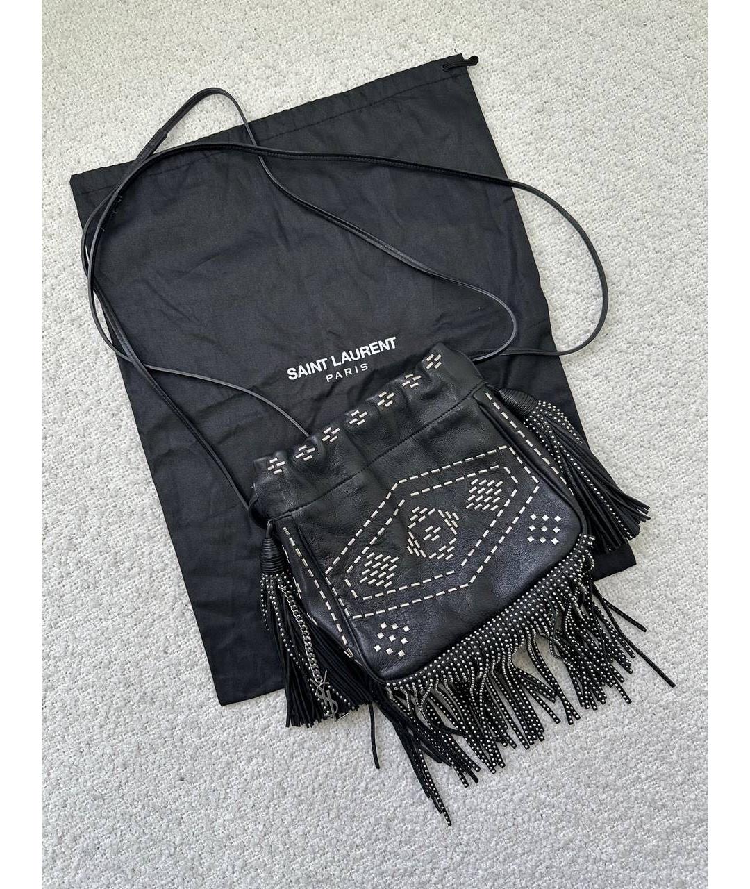 SAINT LAURENT Черная кожаная сумка через плечо, фото 3